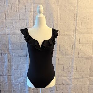 Express Black Ruffle Jumpsuit